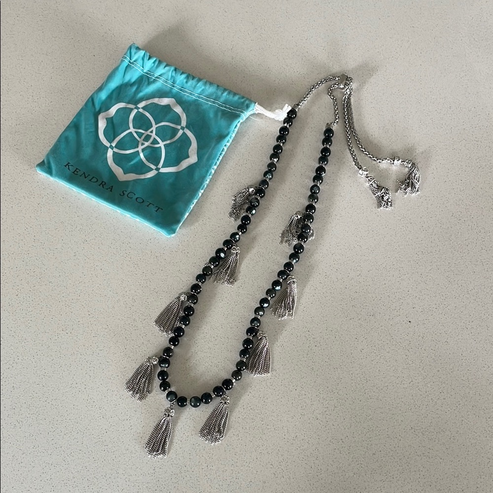 Kendra Scott Necklace Black and Silver Tassel